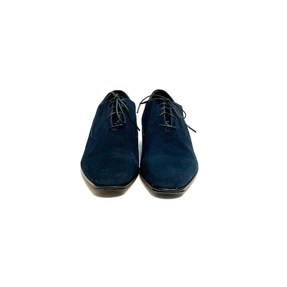 Vintage 1960s men’s navy blue suede lace up mod heeled oxfords main image 7